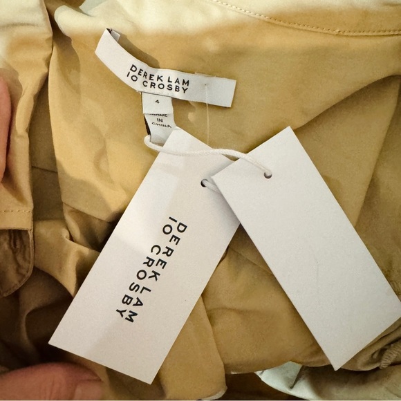 DEREK LAM 10 CROSBY Pleated belted taffeta midi shirt dress NEW - Picture 5 of 5